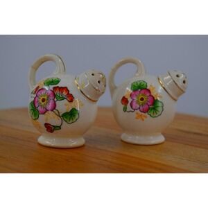 Vintage Watering Can Salt and Pepper Shakers Floral Japan Ceramic